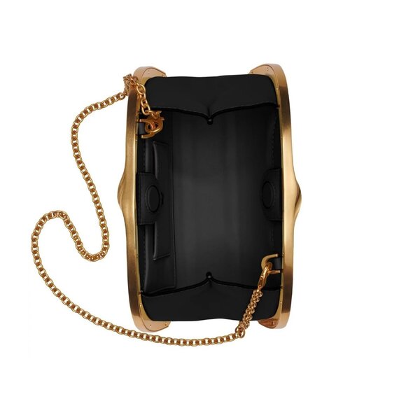 Donna Karan NY Lawrence leather clutch chain strap shoulder bag -BLACK - Picture 2 of 12